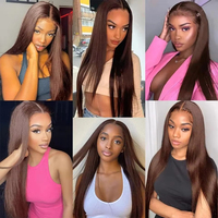 Extensions de cheveux humains bruns, lisses comme des baguettes, 1 pièce # Extensions de cheveux colorées en 4 tons, mèches de cheveux humains, tissages capillaires