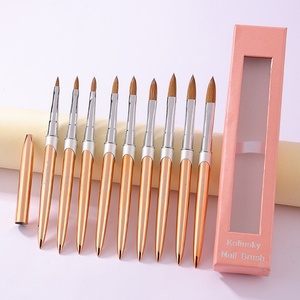Pinceau à ongles professionnel en poils de Kolinsky 100% naturels, manche métallique, poils doux, personnalisable avec logo privé - Ovale pour nail art - Product Image 2