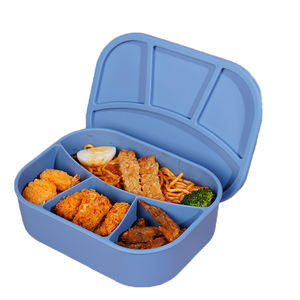 Boîte à lunch en silicone de qualité alimentaire personnalisée à 4 compartiments avec couvercle étanche, compatible micro-ondes et lave-vaisselle, <span class=keywords><strong>service</strong></span> OEM/ODM - Product Image 1