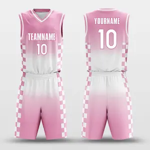 Basketball Jersey Womens Mens Basketball Uniform Best Design Full Custom Sublimation Pink 100% Polyester Digital Print Sets