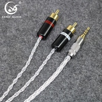 Ligne de guitare stéréo HIFI YIVO XSSH 8 Core OFC plaqué argent 3.8mm Dia. Câble Audio Aux de 3.5mm à 2RCA fil d'écouteurs et de casque