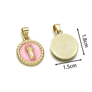 JS2095 Dijes de Moneda Esmaltados en Rosa Pastel, Blanco y Azul de Nuestra Señora de Guadalupe, Jesús y San Judas, Suministros de Joyería Religiosa Católica - Product Image 4