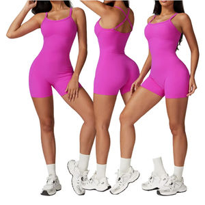 Conjunto de pantalones cortos de traje de yoga enderezados, top de fitness de una pieza de estilo desnudo, gama alta de una pieza - Product Image 2