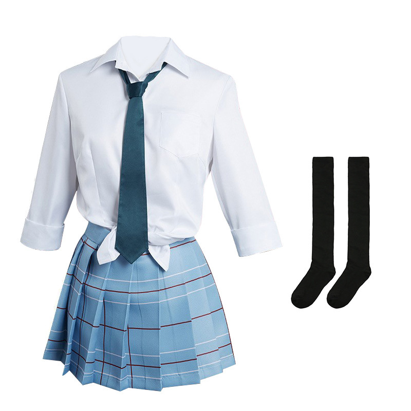 Top, tie, and skirt (matching black stockings included)