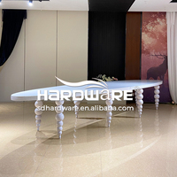 Ensembles blancs de luxe de table à manger de jambe de boule en métal de forme ovale pour des événements