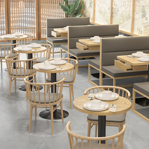 Muebles personalizados para restaurante, mesas y sillas, juegos de asientos de cabina, cafetería, tienda de comida rápida, Bar, cabina de madera, asiento, sofá, silla - Product Image 5