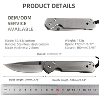 Vente en gros de couteau pliant EDC en acier 5Cr13, manche en acier inoxydable, petit couteau de poche pliant pour le camping, la survie et la randonnée