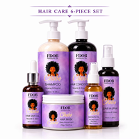 Kit de Soins Capillaires Chebe Marque Blanche : Shampooing, Après-Shampooing, Beurre, Spray, Huile, Sérum Chebe pour Cheveux Bouclés