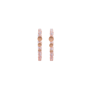 Pendientes de aro Pandora de oro rosa con cristales transparentes y discos grabados para mujer, joyería de moda - Product Image 1