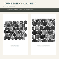 Carreaux de mosaïque hexagonale personnalisés 270x284mm aspect pierre Black Marquina pour projets, vente en gros