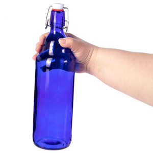 Bouteilles en verre bleu de <span class=keywords><strong>33</strong></span> oz avec bouchon à bascule/bouchon à clapet hermétique, taille quart de gallon - pour les boissons alcoolisées, la brasserie artisanale, y compris la <span class=keywords><strong>bière</strong></span> - Product Image 3
