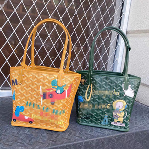 Bolso tote de PU con ribete de dientes de perro estilo Daedongmun de Corea del Sur, de gran capacidad, con diseño de grafiti, para mujer, Primavera 2026, Venta al por mayor - Product Image 3