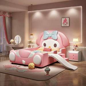 Letto per bambini JINS a tema <span class=keywords><strong>My</strong></span> Melody con scivolo, letto imbottito rosa da principessa per cameretta delle bambine - Product Image 6