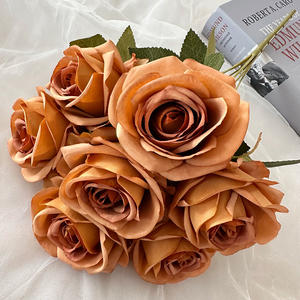 باقات حريرية من شجيرة الزهور الاصطناعية برعم الورد الوردي 7 رؤوس عالية الجودة لديكورات عيد الحب عينة مجانية متاحة - Product Image 2