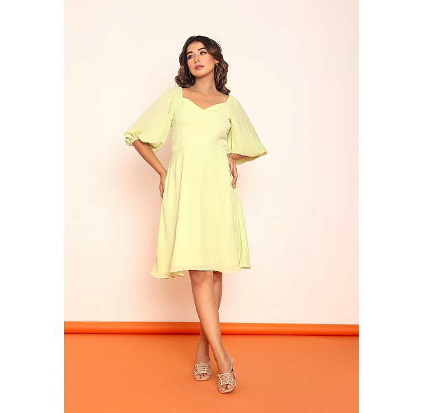 sachin and babi light blue dress Melon by PlusS Plus Size Lime Green Regular Fit A Line Dress
