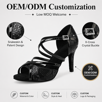 Chaussures de danse latine à motif serpent noir pour femmes, sandales à talons aiguilles, nouvelle collection 2026, chaussures de danse professionnelles d'intérieur à semelle souple