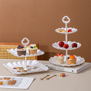 Soporte de Plástico Blanco Europeo de 3 Niveles para Frutas, Dulces, Pasteles y Postres, Ideal para Bodas, Hoteles y Mesas de Café - Product Image 5