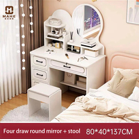 Table de toilette avec lumière led miroir de maquillage luxe coiffeuse commode pour chambre bureau spacieux