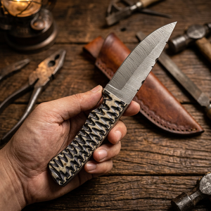 Cuchillo de hoja fija Drop Point de acero de Damasco para camping y supervivencia DIY - Precios económicos para minoristas - Product Image 4