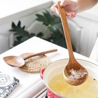Set Peralatan Dapur Kayu Jati Desain Tangan, Penyangga Peralatan Masak Berlubang untuk Menyajikan, Set Peralatan Masak - Promo!