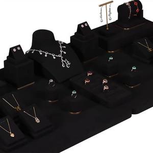 New Jewelry Window Display Set <b>Earrings</b> Necklace Props Black Microfiber Counter Jewelry Display Stand Necklace Display - Product Image 3