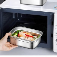 Boîte de préparation repas en acier inoxydable 304 avec couvercle, compatible micro-ondes, boîte à lunch étanche, stockage alimentaire, compatible congélateur et réfrigérateur, vente en gros