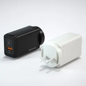 Pengisi daya Cepat Ponsel 65W 1C1A, pengisi daya USB Port ganda 5V 9V 12V 20V GaN PD 3.0 untuk Iphone 14 15 Universal