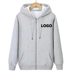 Wholesale Fashion Casual Luxury 100% Polyester Knitted Breathable Unisex Hooded Solid Color Embroidered <b>Cardigan</b> Designer Zipper - Product Image 3