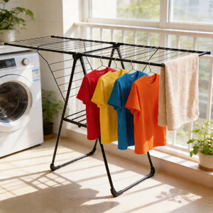 Séchoir à linge multifonctionnel pliable pour la maison, type aile, hauteur réglable, porte-serviettes <span class=keywords><strong>en</strong></span> acier épaissi, pour intérieur et extérieur - Product Image 1