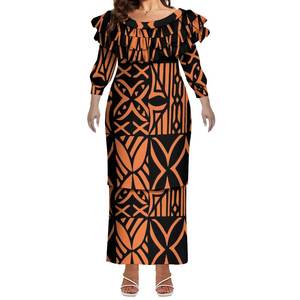 سعر الجملة مخصص مقاس كبير جديد فستان بأكمام طويلة من نيوزيلندا فستان بولتاسي من الساموا فستان نسائي مطبوع من البولينيزية فستان من قطعتين - Product Image 5