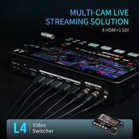 FEELWORLD L4 Mixeur vidéo avec écran tactile 10,1 pouces USB3.0, commutateur HDMI 4K, streaming rapide multi-caméras, diffusion en direct
