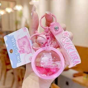 2024 New Cartoon Pendant Custom Keyrings Snowflake Sakura Sequins Promotional Backpack Oil <b>Floating</b> Liquid Acrylic Keychain - Product Image 4