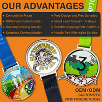 Médaille en alliage de zinc métallique de haute qualité, conception personnalisée, médaille sportive 3D en or vierge pour marathon avec ruban