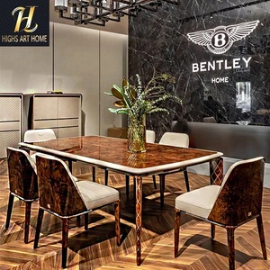 Table à manger italienne de luxe Offre Spéciale personnalisable Tables à manger rectangulaires haut de gamme en <span class=keywords><strong>bois</strong></span> de noyer <span class=keywords><strong>blanc</strong></span> <span class=keywords><strong>et</strong></span> orange pour villa - Product Image 3