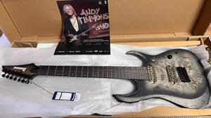 Pour <span class=keywords><strong>IBaneZ</strong></span> RGD71 guitare électrique 24 frettes manche en érable manche en ébène 7 cordes H-H pick-up brillant Guatemala argent étiquette - Product Image 6