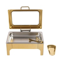 Ensemble de chauffe-plats de luxe en acier inoxydable pour buffet de mariage, 9L, doré, avec réchaud intérieur divisé pour traiteur