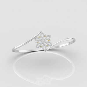 14K White Gold Round Cut Diamond Vintage <b>Bangle</b> <b>Bracelet</b> 7 Inches Elegant Diamond Jewelry for Women - Product Image 2