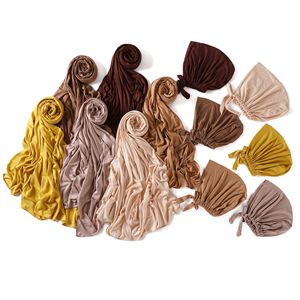 Set Combinato Hijab di Lusso: Sciarpa Lunga in Mussola di Modal + Sottocuffia con Laccetto, Scialle Foulard in Cotone Jersey Premium 175cm*70cm - Product Image 2