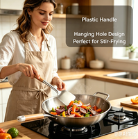 Ensemble de 6 ustensiles de cuisine en acier inoxydable, écologiques, finition miroir, manche en plastique imitation bois, pour la maison, la cuisine et les restaurants