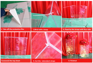 New Vuông Pha Lê Acrylic Cưới Vuông Cột Bảng Trung Tâm Bánh Khung Hoa Đứng Flower Road Leader - Product Image 5