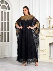 Elegante <span class=keywords><strong>Abito</strong></span> da Sera di Lusso <span class=keywords><strong>con</strong></span> Perline di Cristallo per Donna, <span class=keywords><strong>Maniche</strong></span> <span class=keywords><strong>a</strong></span> <span class=keywords><strong>Pipistrello</strong></span>, Vestito <span class=keywords><strong>Lungo</strong></span> in Chiffon, Abaya Musulmana, Abbigliamento Islamico - Product Image 4