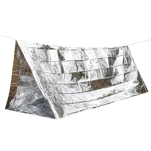 خيمة Bivy Foil للتخييم في الهواء الطلق ، خيمة مأوى النجاة في حالات الطوارئ الحرارية بطانة