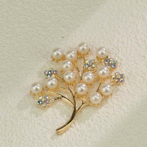 Broche de árbol de dinero con perlas, horquilla de aleación con perlas y cristales, adorno para el cabello de boda, accesorio de joyería DIY - Product Image 3