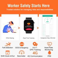 Reloj Inteligente con GPS, Geolocalización, Alarma SOS, 4G LTE, SIM, Resistente al Agua IP67, Correa de Silicona Magnética para Construcción