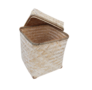 Handcrafted Eco-Friendly Bamboo Square Gift <b>Box</b> <b>with</b> <b>Lid</b> Vintage Home Organization <b>Decorative</b> Storage Woven Basket From Vietnam - Product Image 3