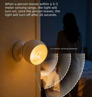 Lampu Kabinet LED Sensor Tubuh Cerdas, Lampu Dinding Magnetik Nirkabel Mengambang untuk Dapur, Lampu Baca Samping Tempat Tidur, Lampu Malam