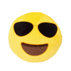 Coussin décoratif en peluche jaune personnalisé en usine, motif émoticône, en coton et polyester avec rembourrage en PP moelleux, sans colorant AZO, jouet en peluche mignon à double usage - Product Image 1
