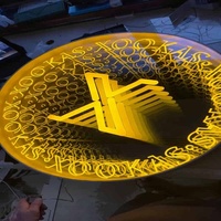 Enseigne logo 3D LED personnalisée en forme de miroir infini pour affichage en magasin de détail, enseigne commerciale