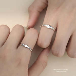 Anillos Ajustables de Plata Fina S999 con Baño de Platino, Diseño de Pareja de Gatos y Perros, Modernos para Fiestas, Venta al por Mayor - Product Image 2
