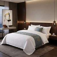 Ensemble de literie d'hôtel de luxe 5 étoiles de qualité supérieure en coton 100% avec rayures de 3 cm, taille king size, personnalisé par la marque JF, vente en gros